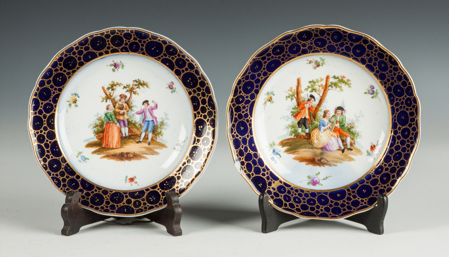 Appraisal: Two Similar Meissen Hand Painted Plates th cent