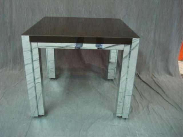 Appraisal: Mirrored Mid Century game table as is Has slight chip