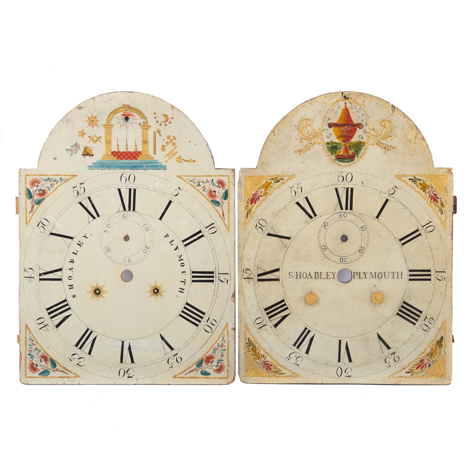 Appraisal: FEDERAL PAINTED WOOD CLOCK FACES SILAS HOADLEY First quarter th