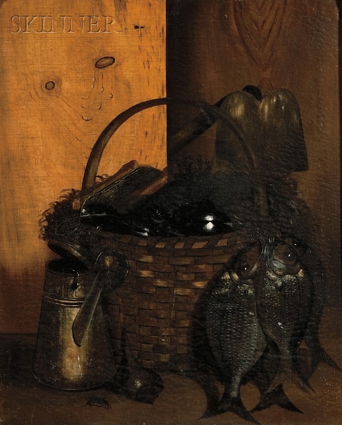 Appraisal: American School th Century Still Life with Fish and Clams