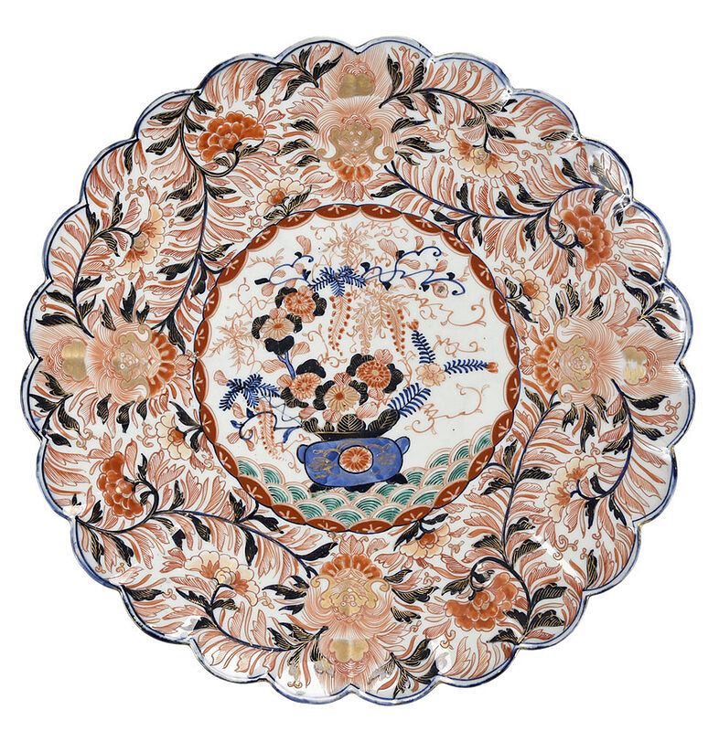 Appraisal: Large Japanese Imari Porcelain Platter possibly Meiji period decorated with