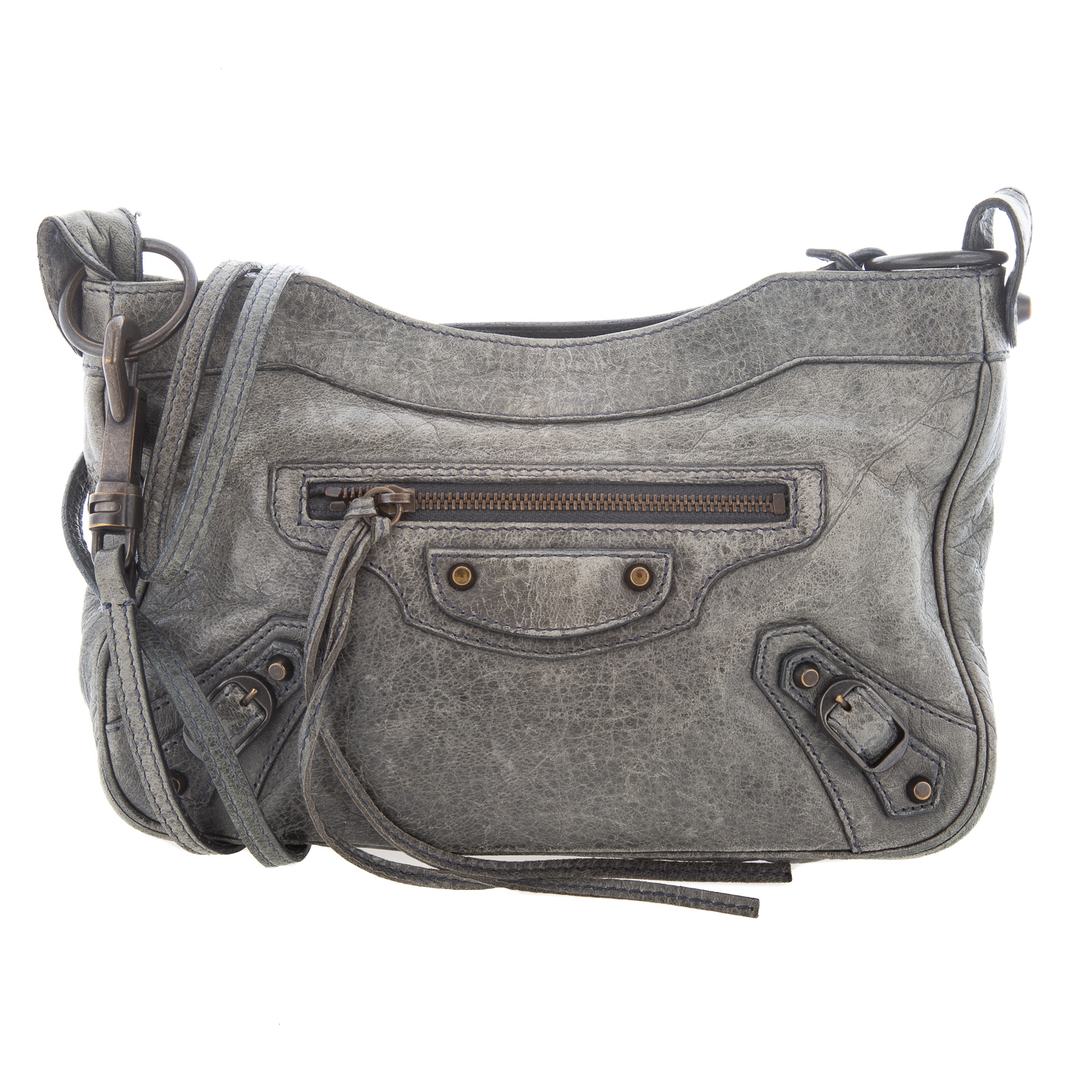 Appraisal: A BALENCIAGA MOTOCROSS CLASSIC HIP BAG A gray distressed leather