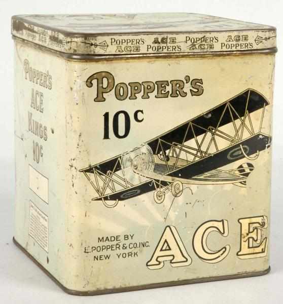 Appraisal: Popper's Ace Tobacco Tin Description Beautiful image of biplane on