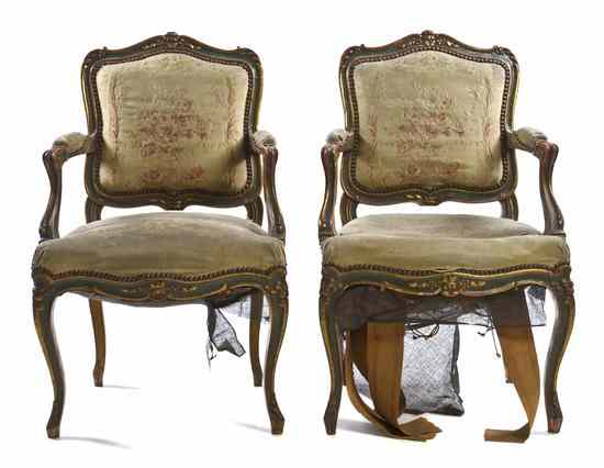 Appraisal: A Pair of Louis XV Style Painted and Parcel Gilt