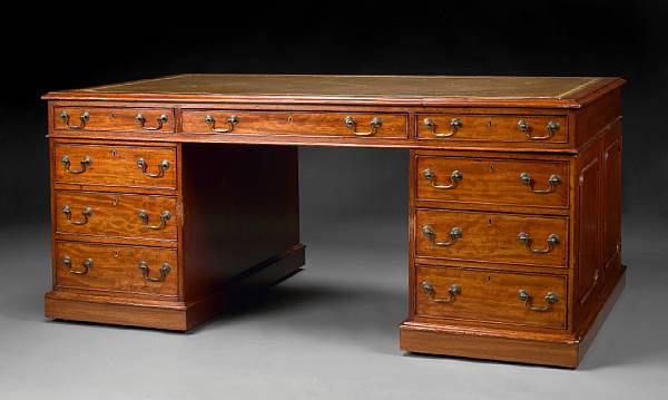 Appraisal: A George III mahogany pedestal partner's desk first quarter th