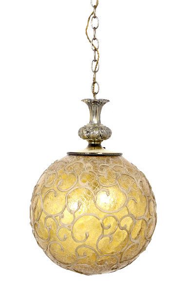 Appraisal: Vintage Stained Glass Globe Chandelier c 's Offered for your