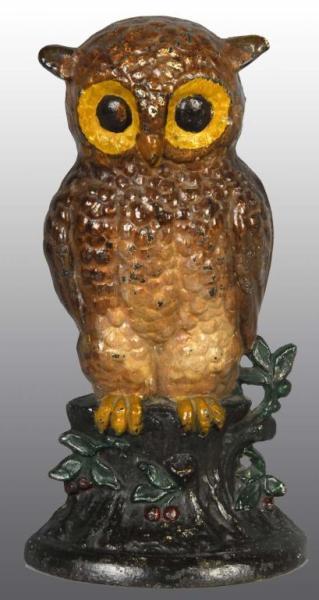 Appraisal: Cast Iron Owl on Stump Doorstop Description Attributed to Hubley