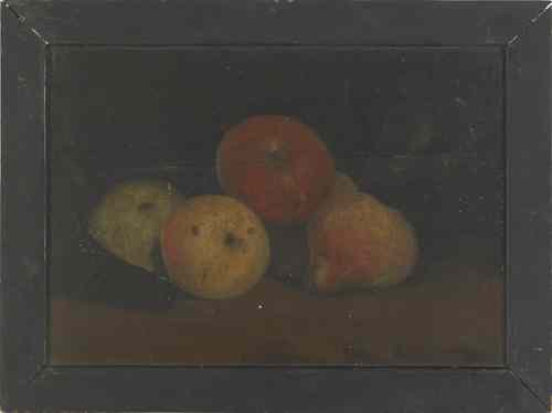 Appraisal: Pair of primitive oil on board still lifes th c