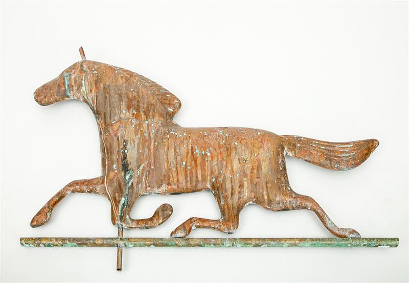 Appraisal: Two American Hollow-Cast Copper Weathervanes Running Horse and Cow and