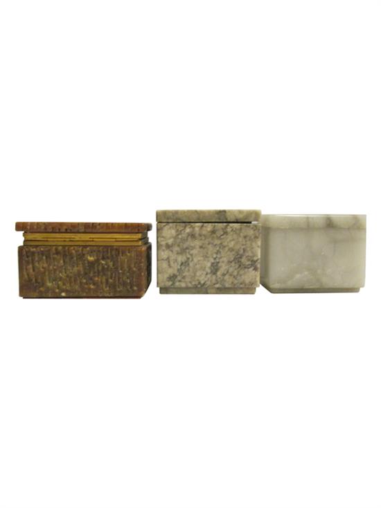 Appraisal: Sale Lot Three Hardstone Boxes each of rectangular form with