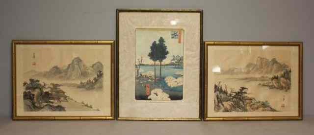 Appraisal: Asian Art Lot Includes two Chinese watercolors - '' high