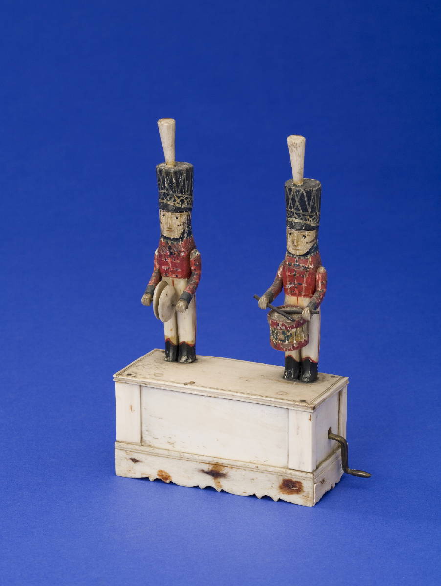 Appraisal: FRENCH PRISONER-OF-WAR CARVED AND POLYCHROME IVORY AND BONE MECHANICAL TOY