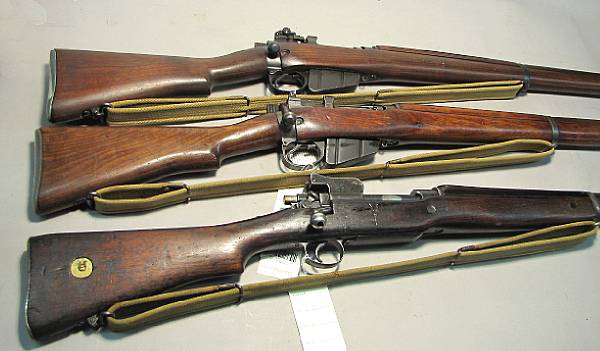 Appraisal: A lot of three Enfield bolt action service rifles Comprising