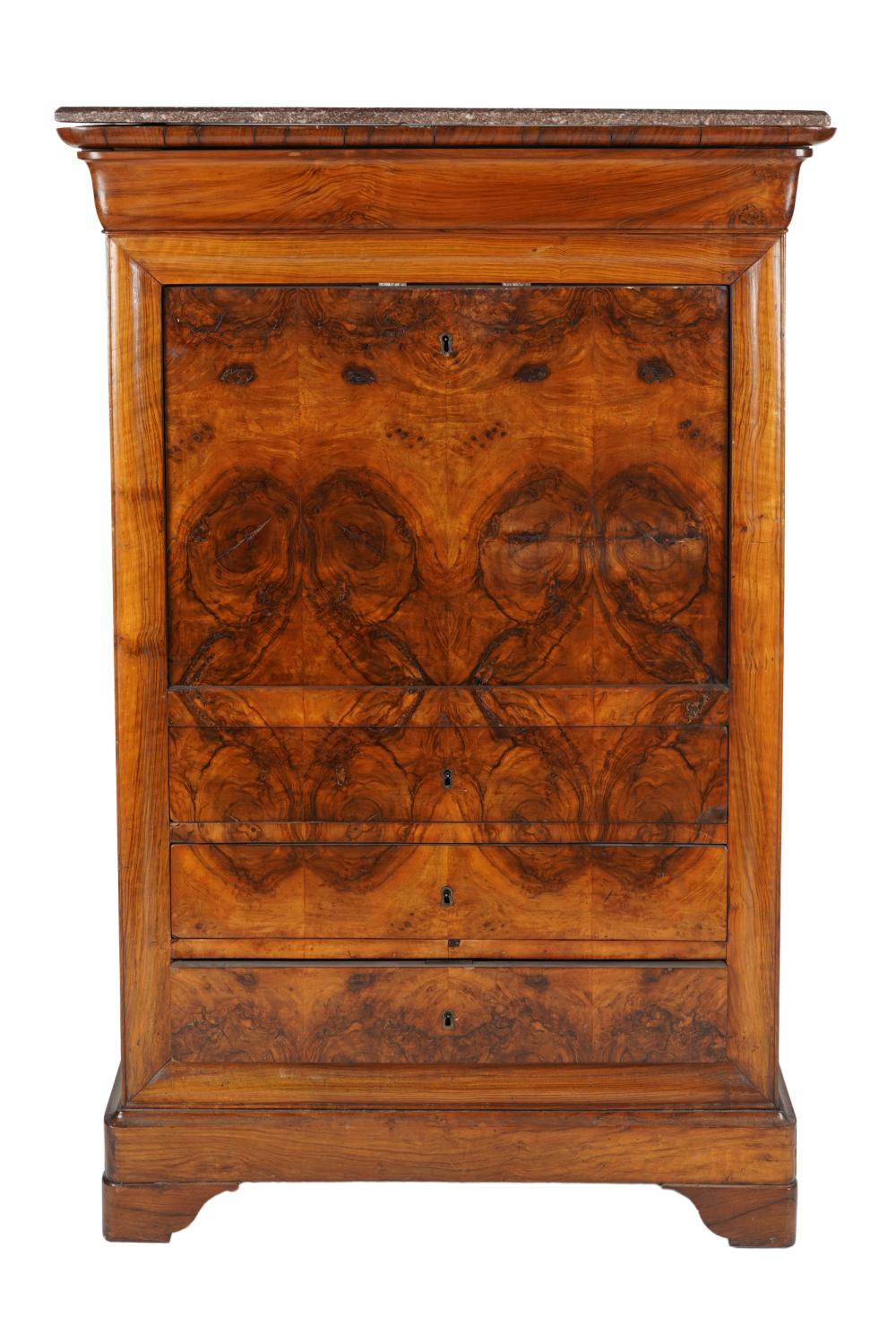 Appraisal: LOUIS PHILIPPE WALNUT SECRETAIRE A ABATTANT th century the rouge