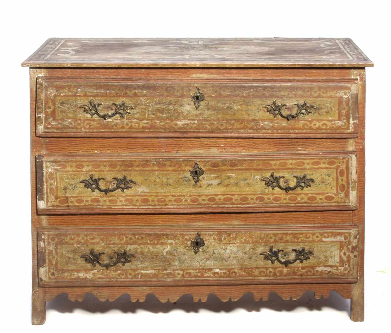 Appraisal: A Spanish Baroque paint decorated mixed wood chest late th