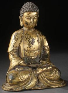 Appraisal: A FINE SINO-TIBETAN GILT BRONZE BUDDHA TH CENTURY OR PERHAPS