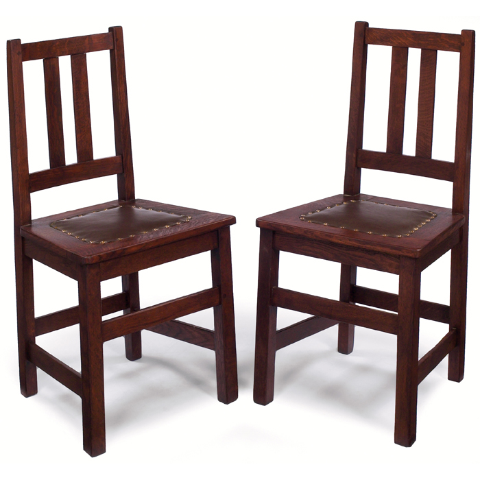 Appraisal: Limbert chairs pair similar to two vertical slats to back