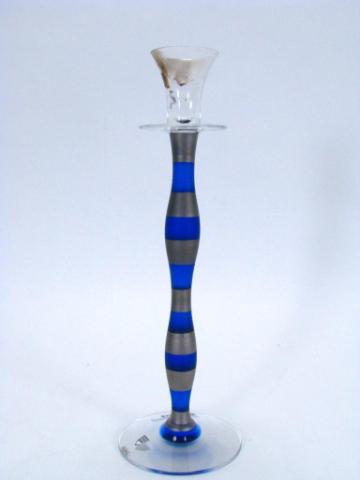 Appraisal: Orrefors inch candlestick with blue and gray stripe