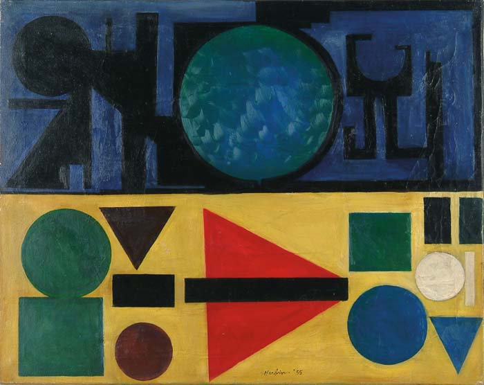 Appraisal: SCHOOL OF AUGUSTE HERBIN French - GEOMETRIC COLORS Oil on