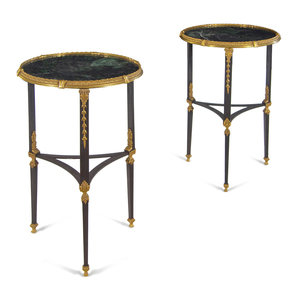 Appraisal: A Pair of Russian Steel and Gilt Bronze Marble-Top Gu