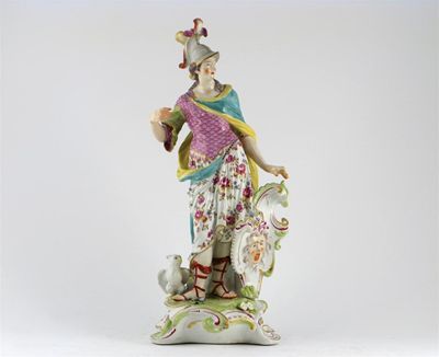 Appraisal: A large Continental porcelain figure of Athena accompanied by a