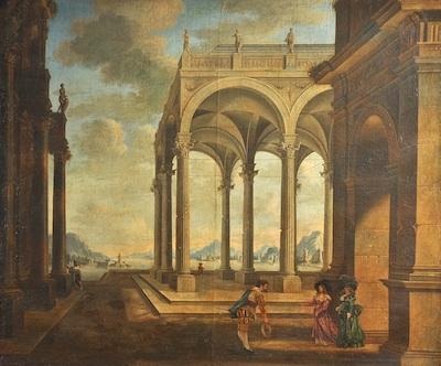 Appraisal: Unknown Artist Continental School th Century A classical architectural perspective