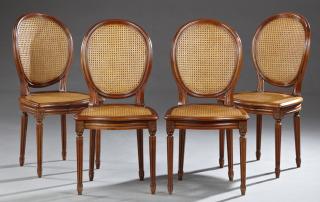 Appraisal: Set of Four Louis XVI Style Carved Cherry Dining C