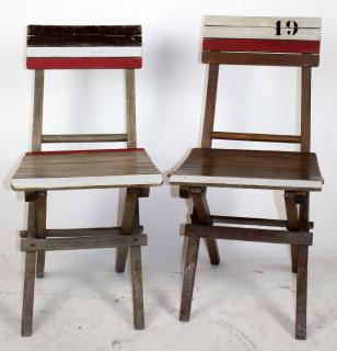 Appraisal: Pair of French folding deck or beach chairs Pair of