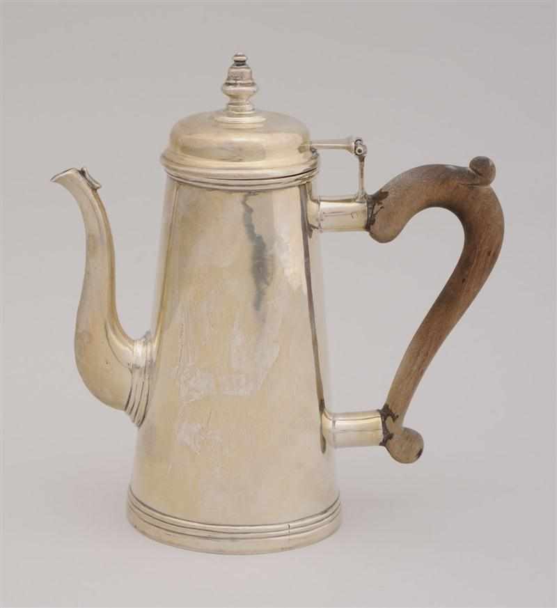 Appraisal: MEXICAN SILVER COFFEE POT Sanborns of flared cylindrical form with