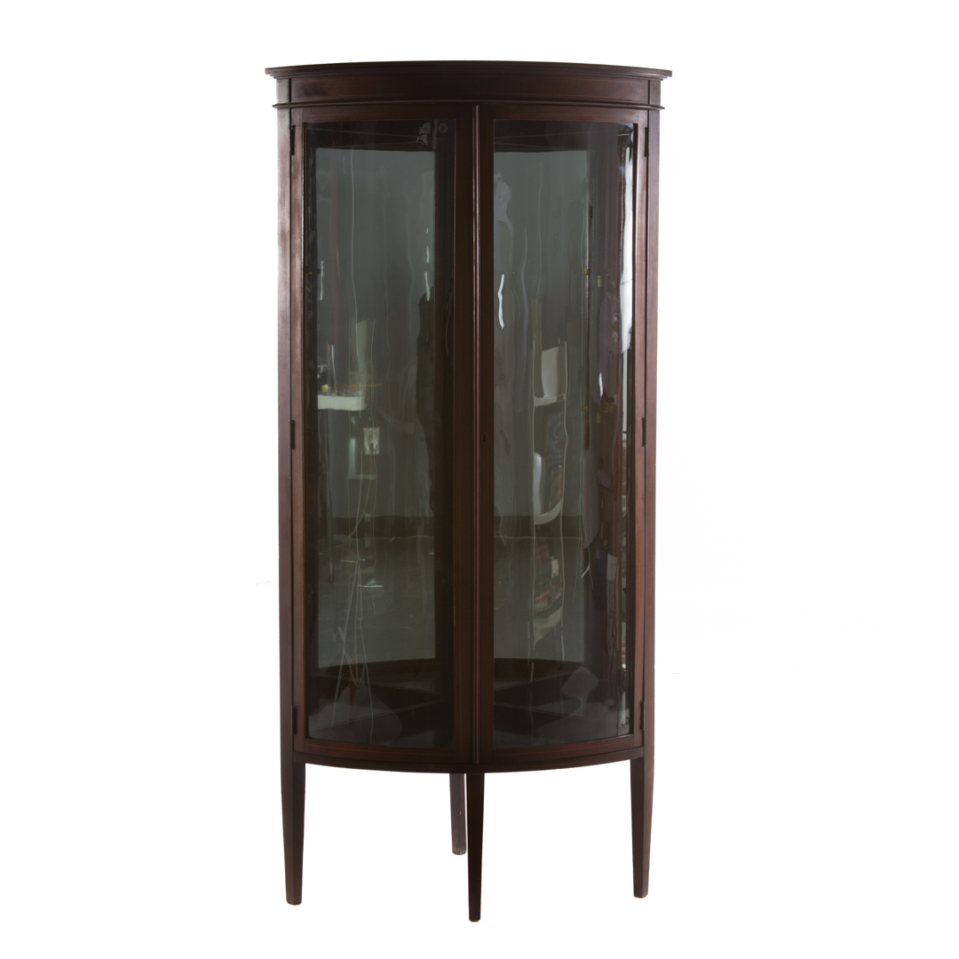 Appraisal: Federal style mahogany corner vitrine th century flat inlaid cornice