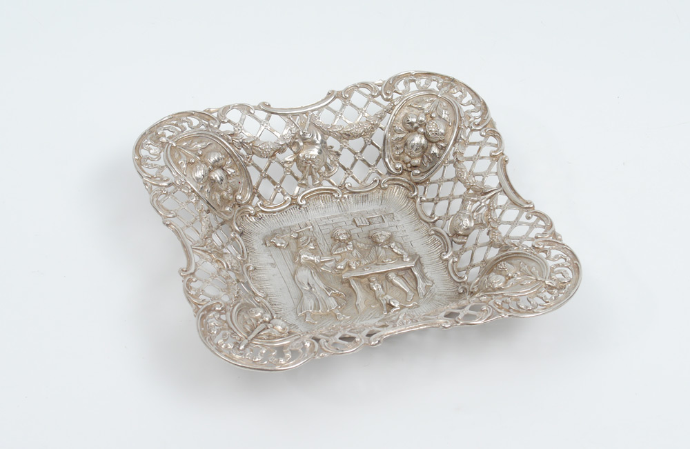 Appraisal: GEORG ROTH CO EMBOSSED RETICULATED TRAY Reticulated sides with embossed