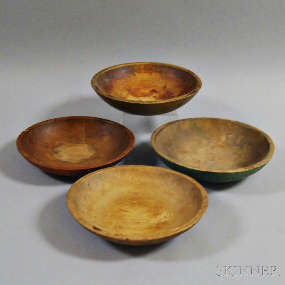 Appraisal: Four Treen Bowls th century three maple one stained red