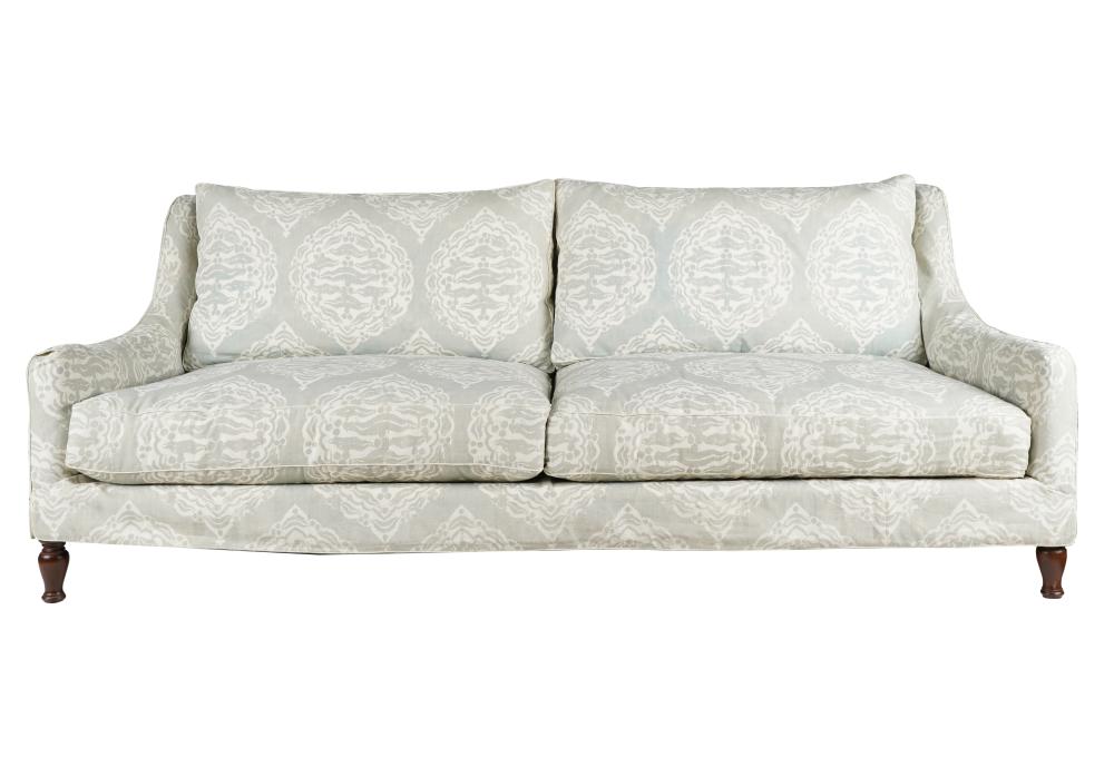 Appraisal: GEORGE SMITH-STYLE SLIP-COVERED SOFAwith label Posse Custom Upholstery Los Angeles