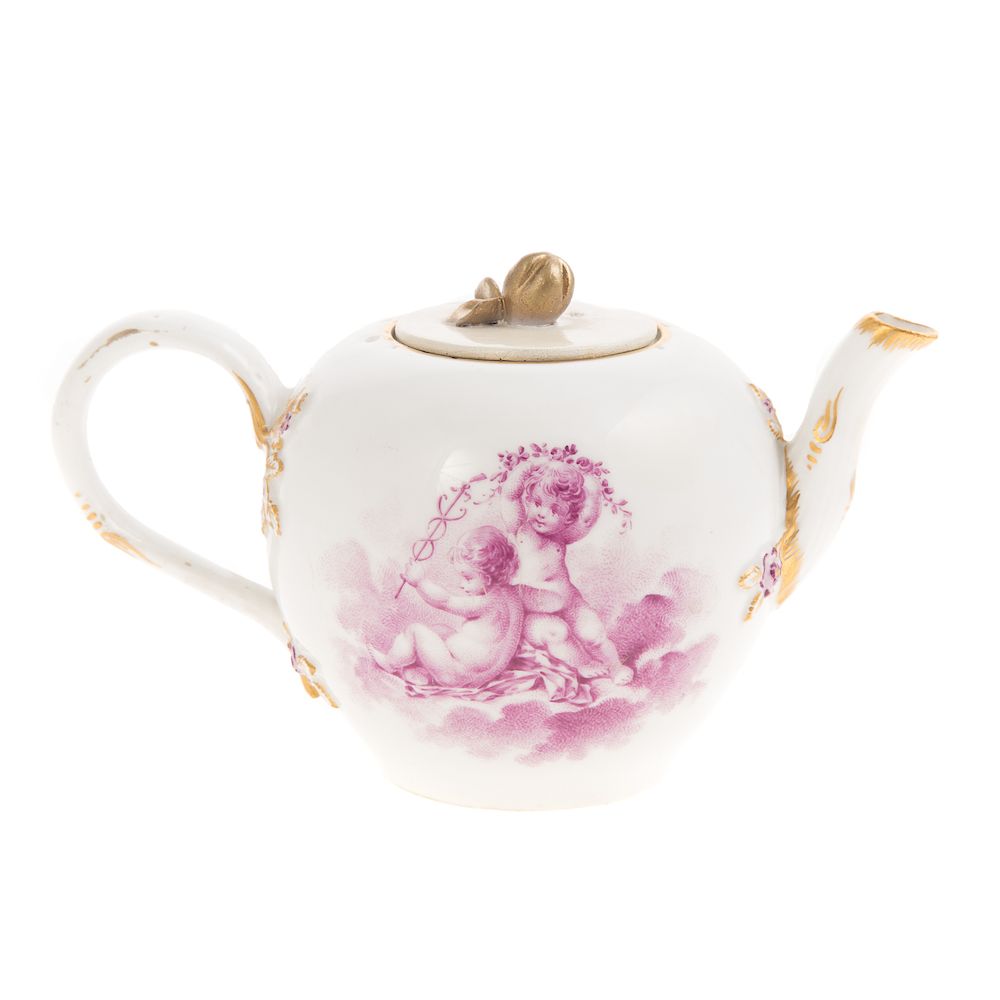 Appraisal: Meissen porcelain miniature globular teapot second half- th century with