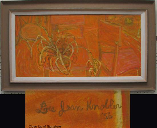 Appraisal: Lois Jean Knobler American b oil on board abstract scene