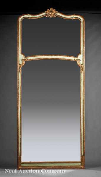 Appraisal: A Pair of Louis XVI-Style Painted and Gilded Trumeau Mirrors