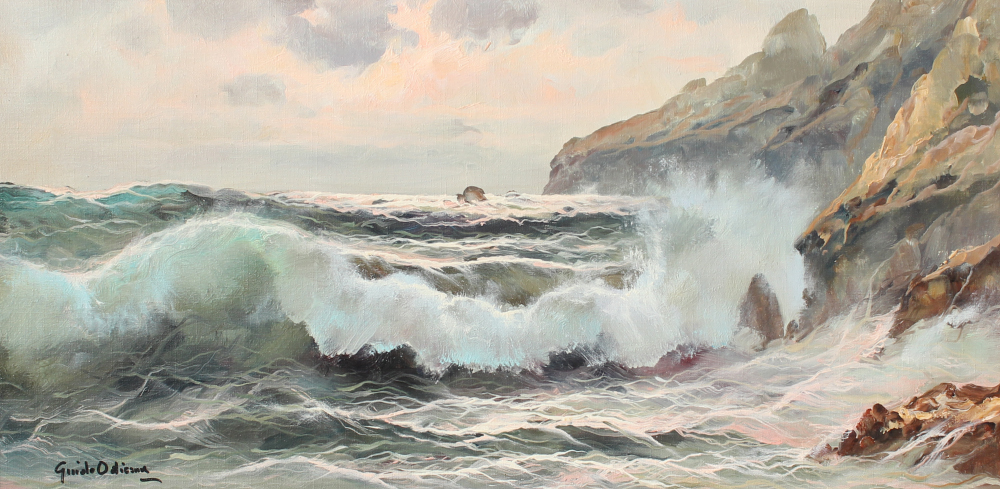 Appraisal: GUIDO ODIERNA CRASHING SURF PAINTING Crashing Surf Oil Canvas ''