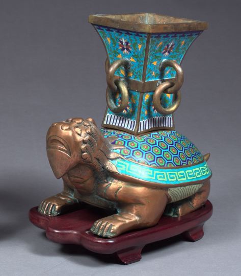 Appraisal: Large Chinese Cloisonne and Copper Figural Vase in the form