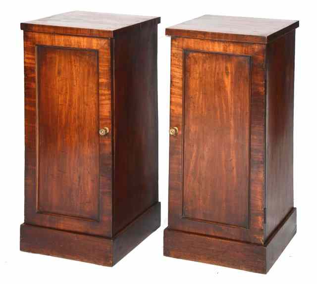 Appraisal: A PAIR OF VICTORIAN MAHOGANY PEDESTAL CABINETS each fitted one