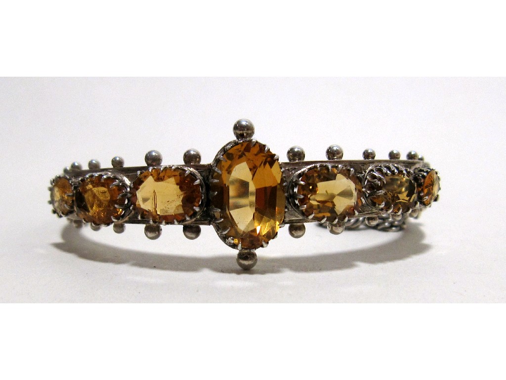 Appraisal: Scottish silver citrine set bangle