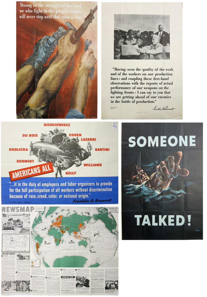 Appraisal: FIVE WWII POSTERS Someone Talked by Frederick Siebel Having Seen