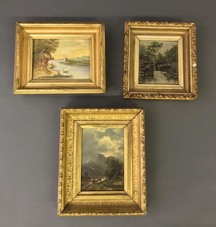 Appraisal: Three Small Oil on Canvas Landscape Paintings Three small oil