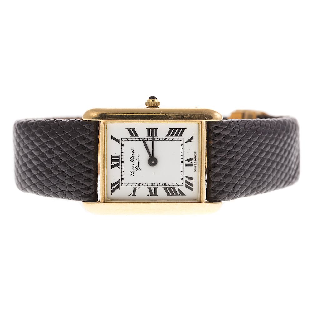 Appraisal: A Ladies Jean Perret Tank Watch in K K yellow