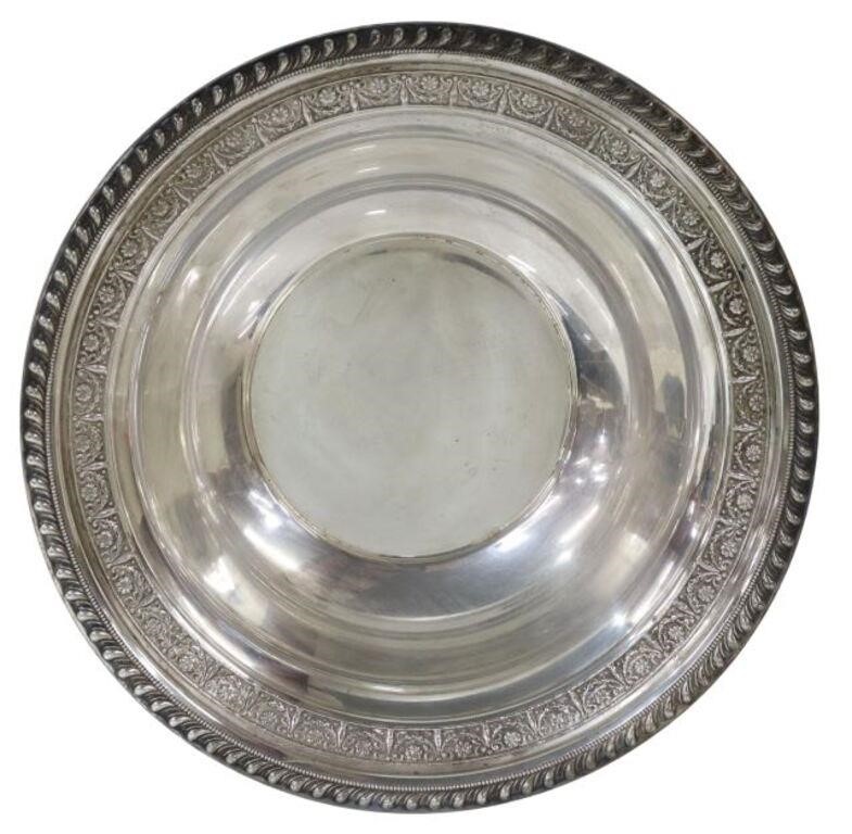 Appraisal: American sterling silver serving bowl with gadrooned and beaded rim