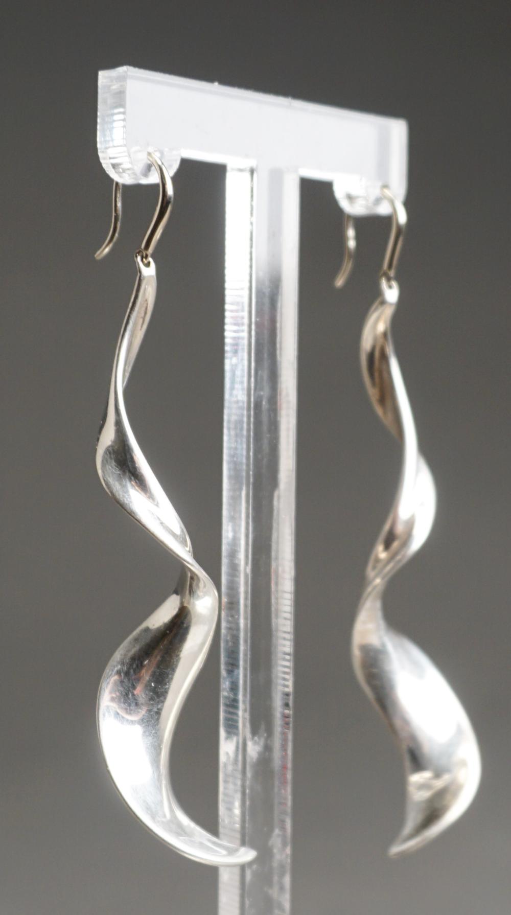 Appraisal: PAIR OF FRANK GEHRY FOR TIFFANY CO STERLING SILVER 'CORKSCREW'