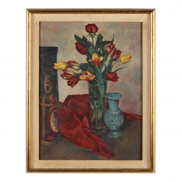 Appraisal: EUG NE CORNEAU FRENCH - FLORAL STILL LIFE Oil on