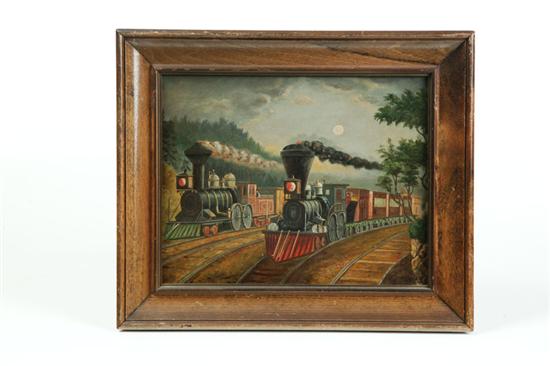 Appraisal: PORTRAIT OF TWO LOCOMOTIVES AMERICAN SCHOOL ND HALF- TH CENTURY