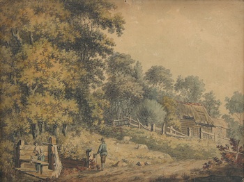 Appraisal: Norwich School ca th Century Country lane Watercolor on paper