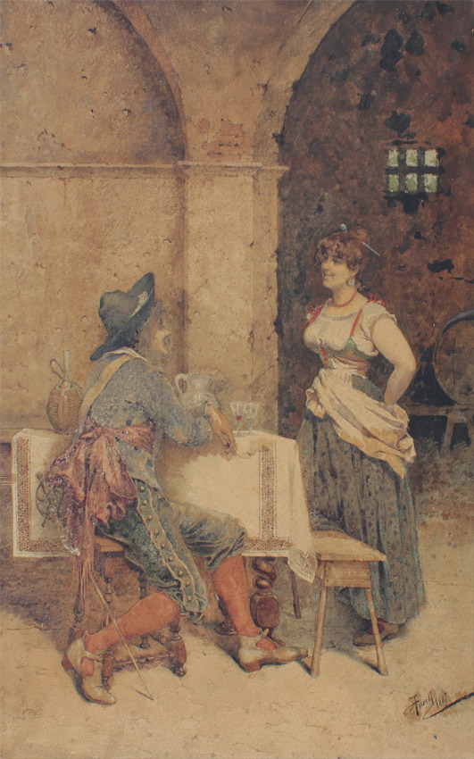 Appraisal: AURELLI Giuseppe Italian - Bar Maid Flirting with a Cavalier