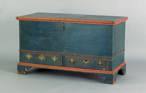 Appraisal: Pennsylvania painted blanket chest ca retaining its original blue surface